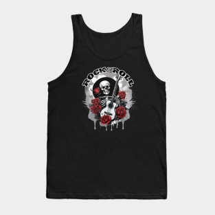 Skeleton ,Guitar and Roses - Rock and Roll Tank Top